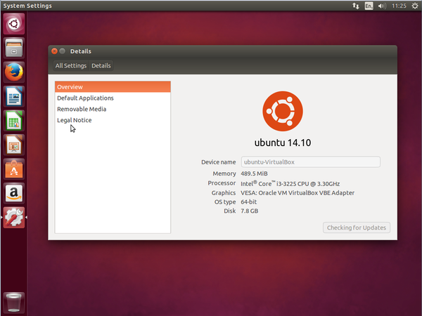 I dettagli di sistema di Ubuntu 14.10